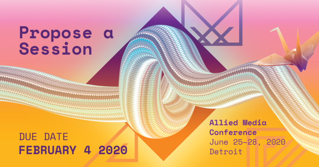 Magic and portal graphic with gradients and text to Propose a Session
