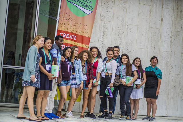 Group picture of a delegation outside of the AMC