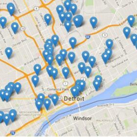 screenshot of online map with pins