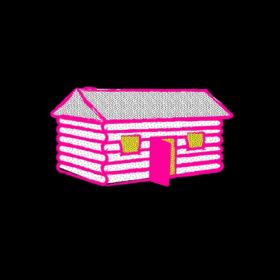Pink embroidered log cabin