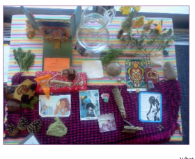 image of herbs, water, stones, and other healing things on a table