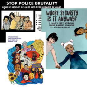Collage of three different resources from the In Our Names Network