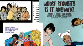 Collage of three different resources from the In Our Names Network